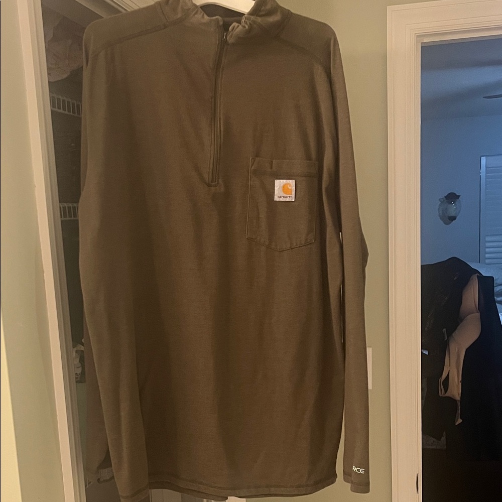Carhartt Olive Green Quarter-Zip Force Pullover